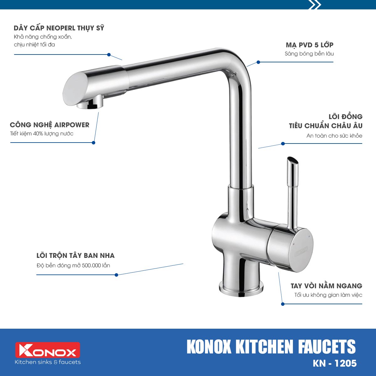 Vòi Rửa Chén Konox KN1205 – ảnh 3