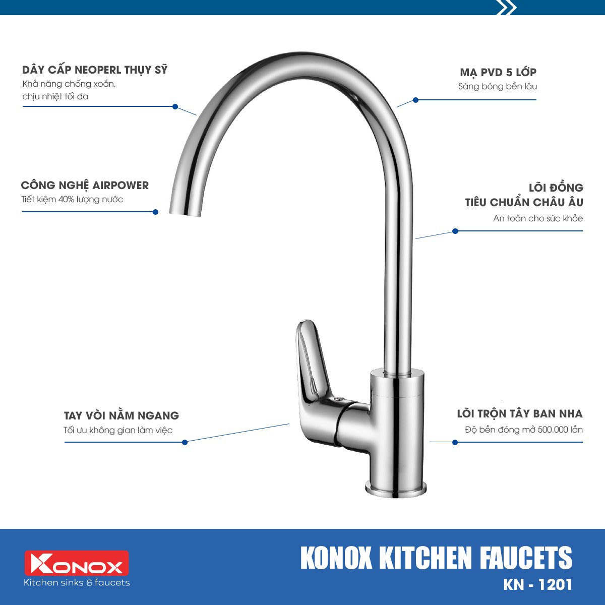 Vòi Rửa Chén Konox KN1201 – ảnh 3