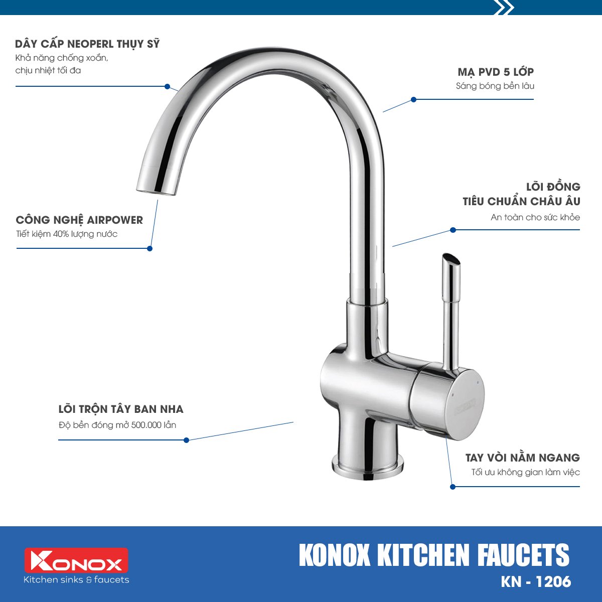 Vòi Rửa Chén Konox KN1206 – ảnh 3