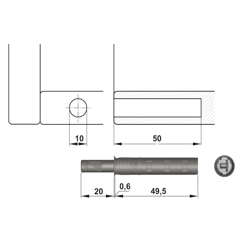 Nêm Nhấn Vừa Đầu Cao Su Hafele 356.12.513 – ảnh 2