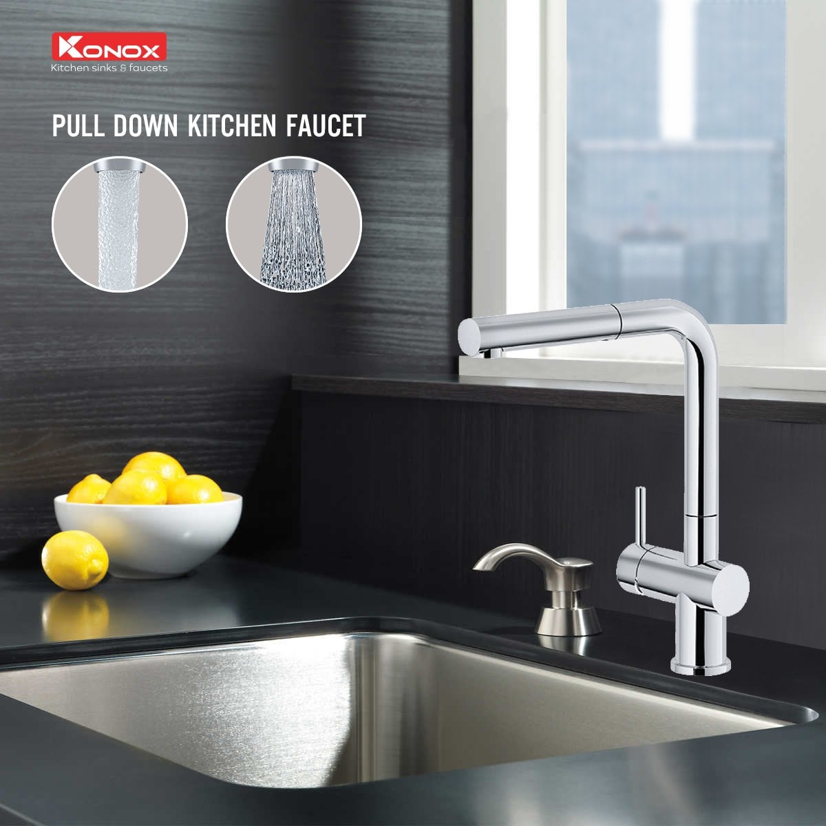 Vòi Rửa Chén Dây Rút Konox KN1337 – ảnh 4