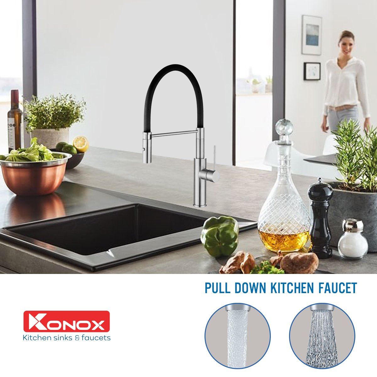 Vòi Rửa Chén Thân Mềm Konox KN1618 – ảnh 4