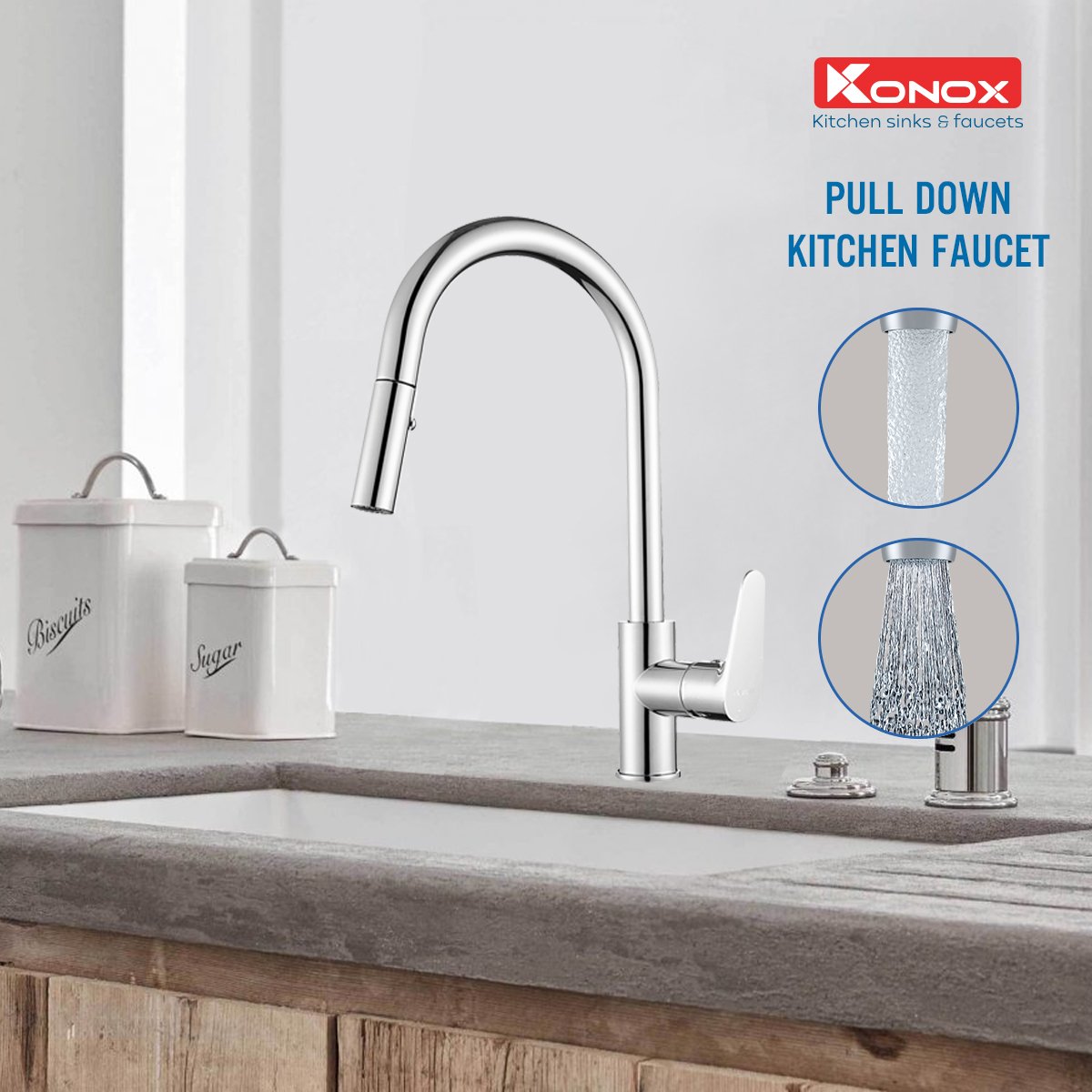 Vòi Rửa Chén Dây Rút Konox KN1900 – ảnh 4