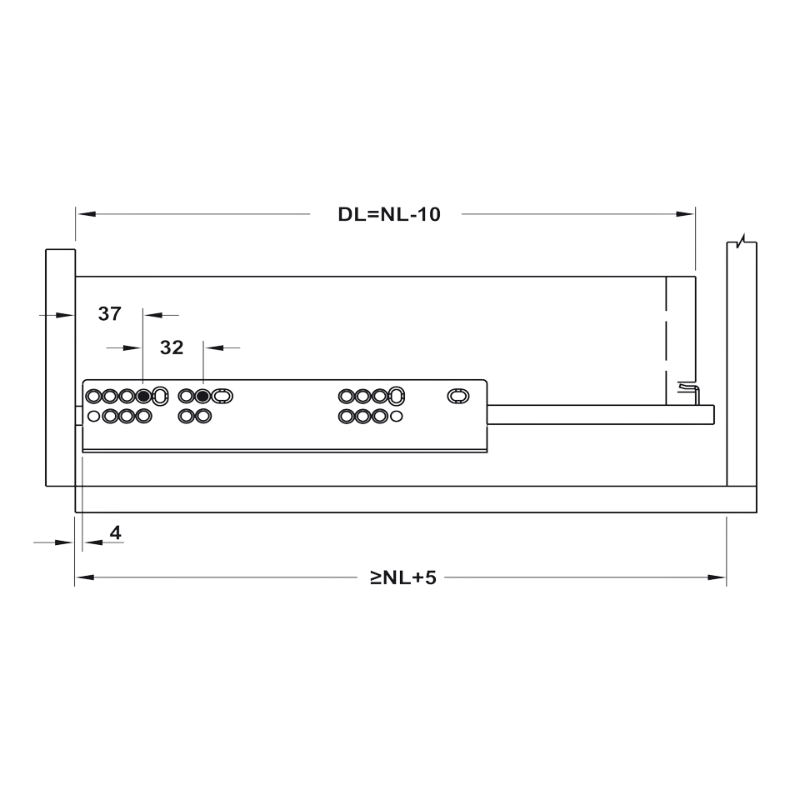 Ray Âm Nhấm Mở 450mm Hafele 433.32.174 – ảnh 4