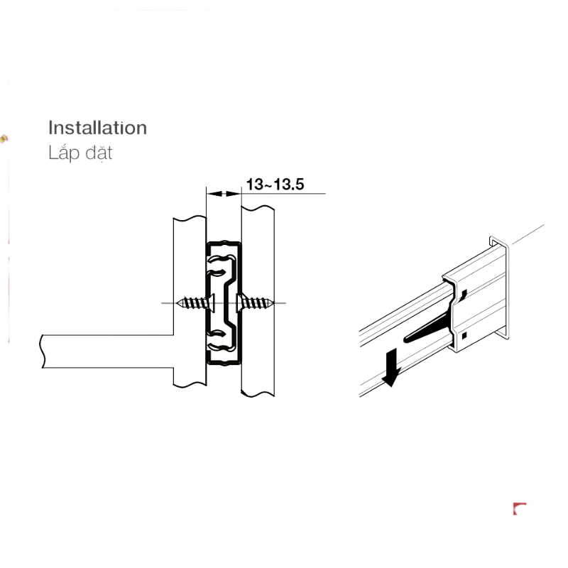 Ray Bi Không Giảm Chấn Dài 500mm Hafele 494.02.145 – ảnh 2