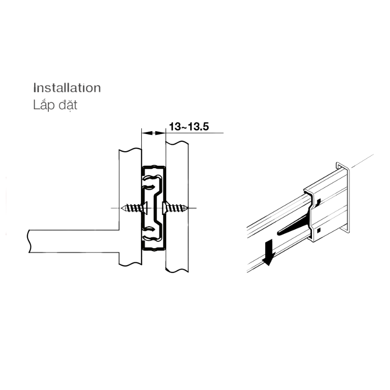 Ray Bi Không Giảm Chấn 500mm Hafele 494.02.455 – ảnh 2