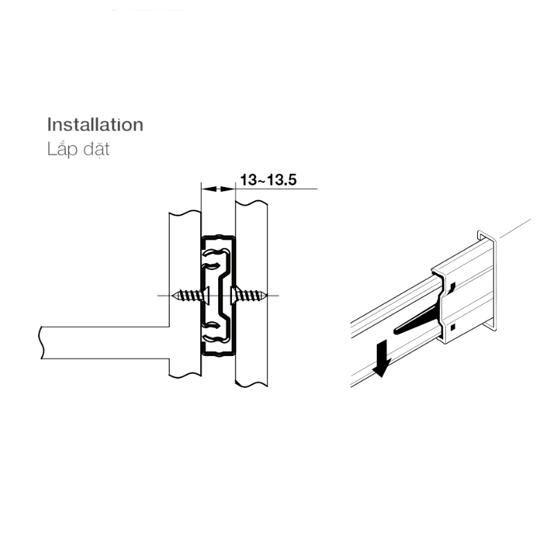Ray Bi Không Giảm Chấn Dài 600mm Hafele 494.02.467 – ảnh 2