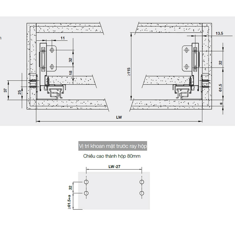Ray Hộp Alto-S Giảm Chấn H80mm Hafele 552.35.365 – ảnh 4