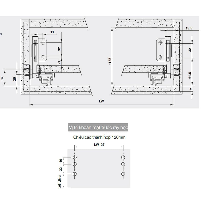 Ray Hộp Altl-S Giảm Chấn H120mm Hafele 552.35.375 – ảnh 2