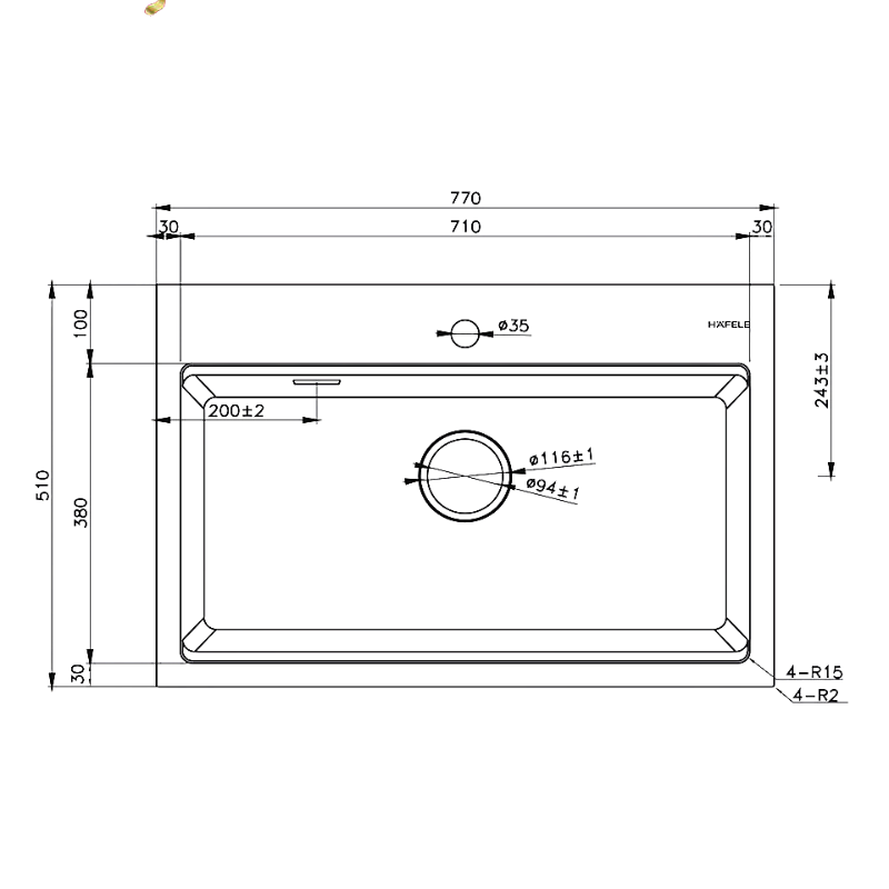 Chậu Đá ESSEN HS22-GEN1S90M Hafele 577.25.530 – ảnh 2