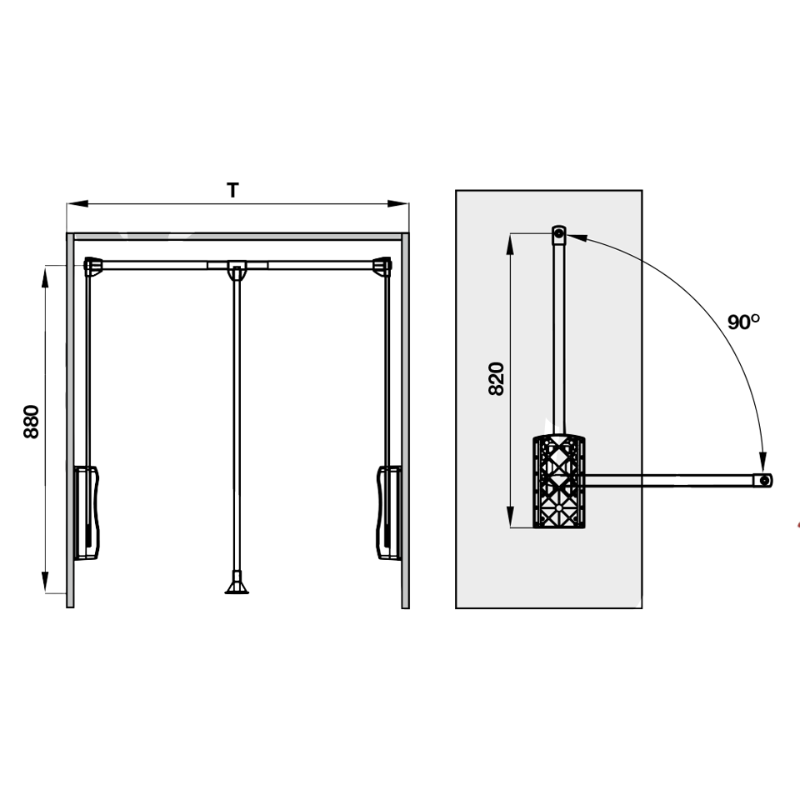 Tay Nâng Móc Áo 450 - 600mm Hafele 805.11.752 – ảnh 2