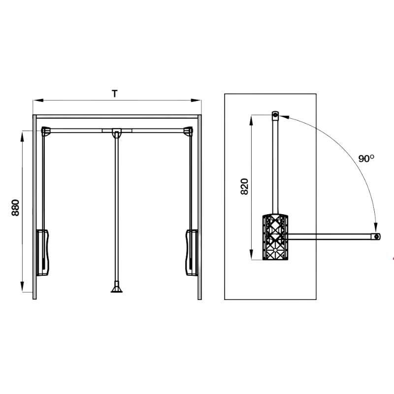 Tay Nâng Móc Áo 600 - 830mm Hafele 805.11.753 – ảnh 2