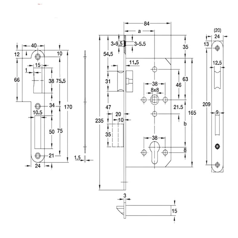 Thân Khóa Lưỡi Gà Chốt Chết 72mm Hafele 911.02.168 – ảnh 2