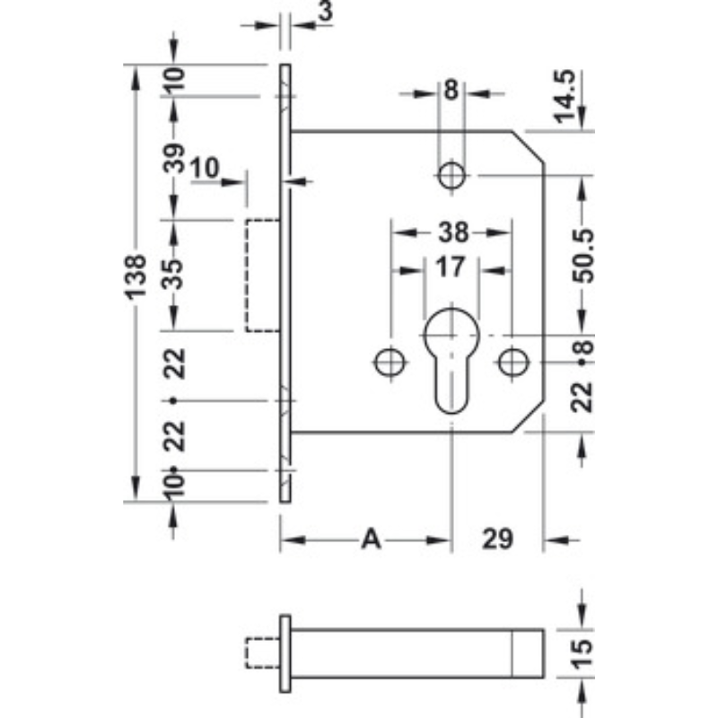 Thân Khoá Chốt Chết Hafele 911.22.490 – ảnh 4