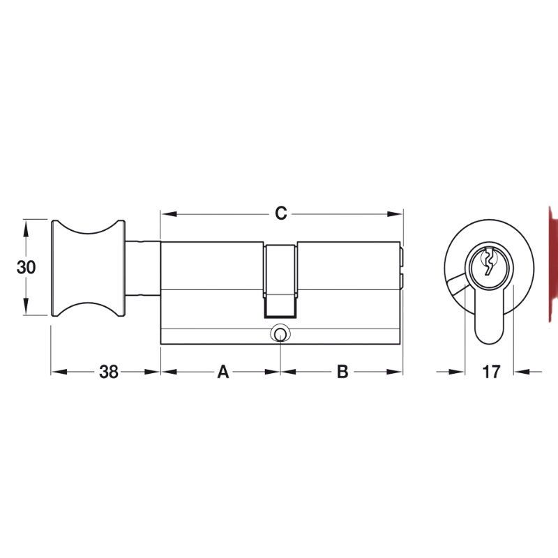 Ruột Khóa 1 Đầu Vặn 1 Đầu Chìa 90mm Hafele 916.96.541 – ảnh 3