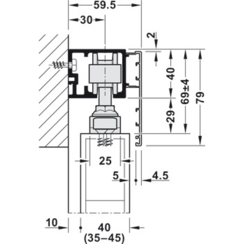 Bộ Các Thành Phần Cho Cửa Hafele 940.80.001 – ảnh 4
