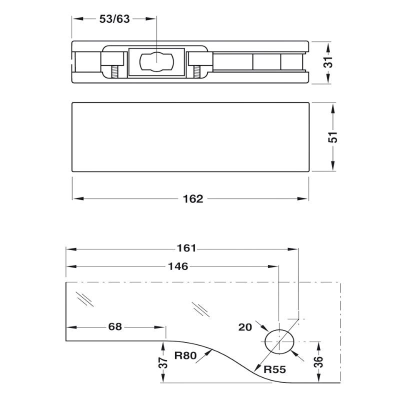 Kẹp Kính Dưới Inox Bóng Hafele 981.00.001 – ảnh 2