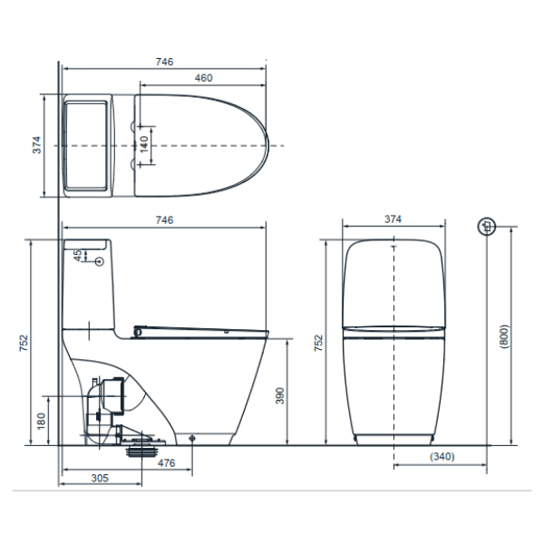 Bồn cầu 2 khối Inax ACT-832VN – ảnh 2