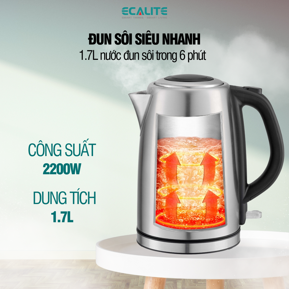 Ấm đun siêu tốc cao cấp Ecalite EK-G1723S (1.7L) – ảnh 3