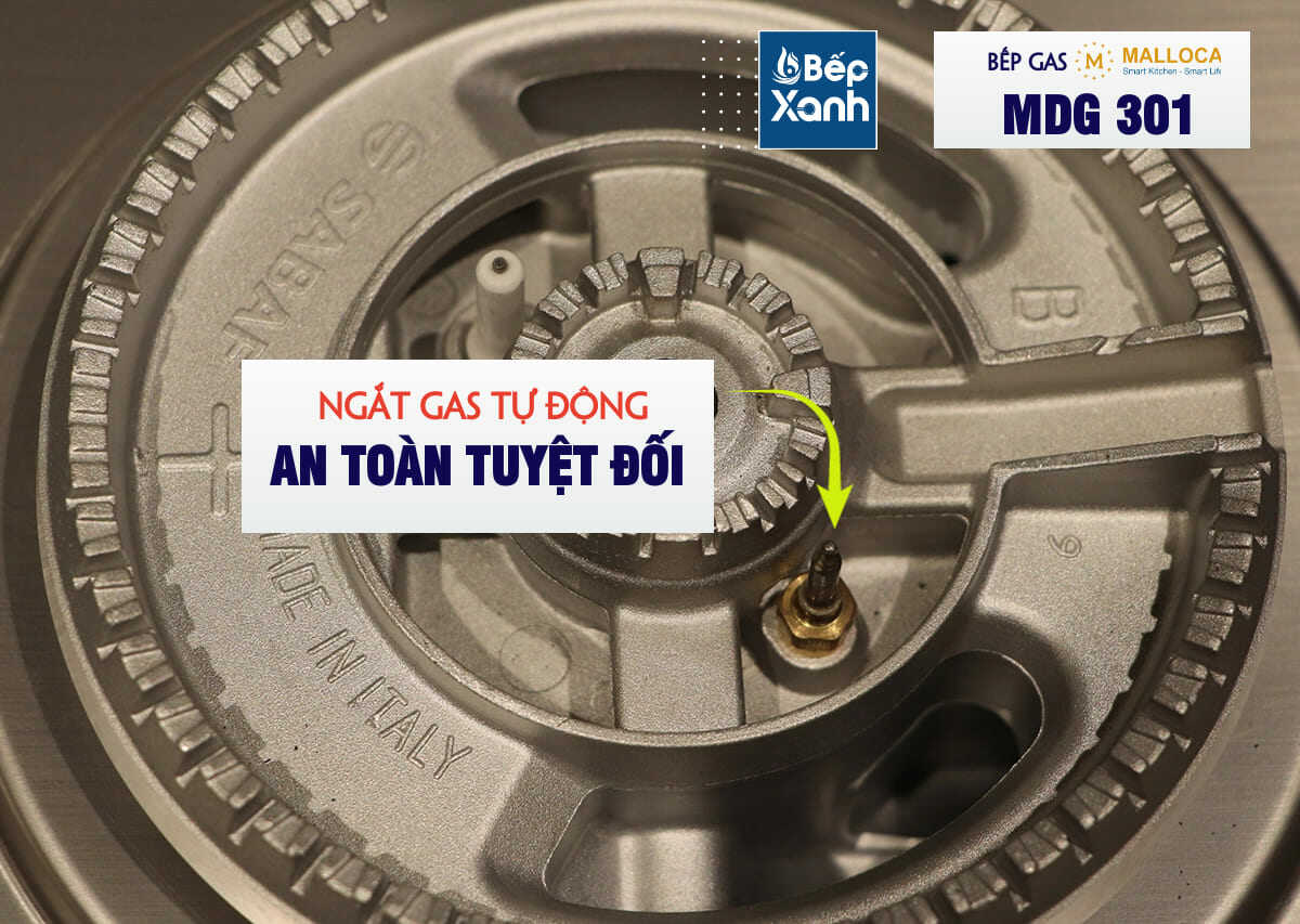 Bếp kính âm Malloca 1 gas dạng domino MDG 301 - Kiềng gang và ngắt gas trên bếp gas domino Malloca MDG 301 Bếp kính âm Malloca 1 gas dạng domino MDG 301 - Kiềng gang và ngắt gas trên bếp gas domino Malloca MDG 301