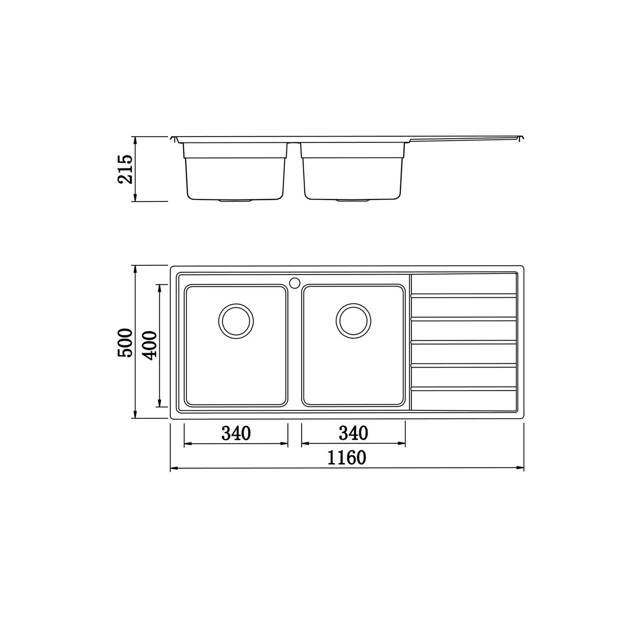 Chậu Rửa Chén 2 Hộc 1 Cánh (Trái Hoặc Phải) Premium Konox KS11650 2B – ảnh 6