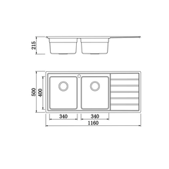 Chậu Rửa Chén 2 Hộc 1 Cánh (Trái Hoặc Phải) Premium Konox KS11650 2B ảnh 6