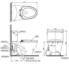 Bàn Cầu Hai Khối ToTo CS767RT8 ảnh 2