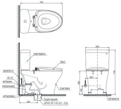 Bàn Cầu Hai Khối ToTo CS769CDRW12 ảnh 2