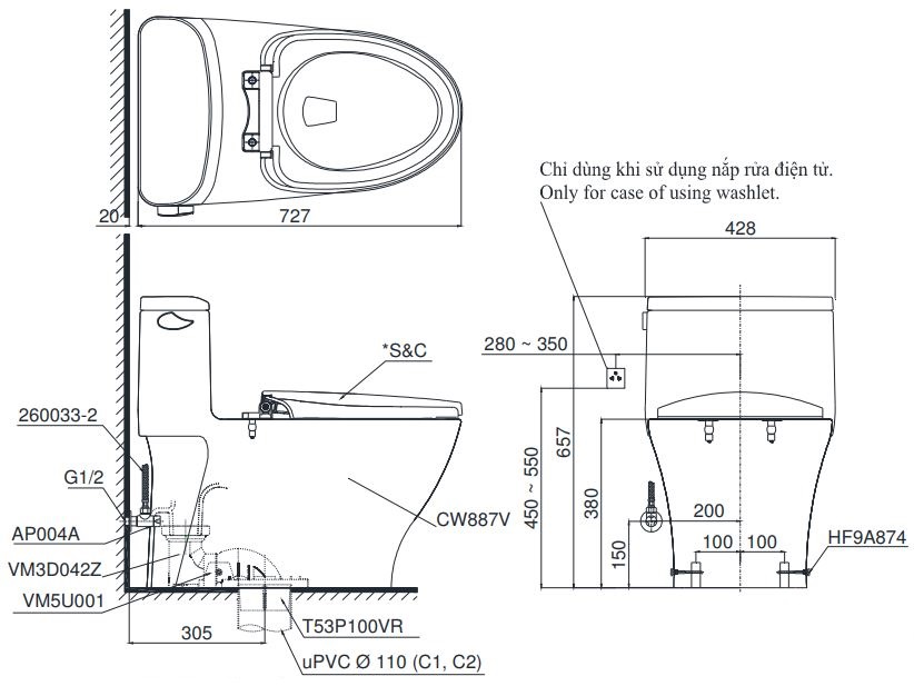 Bàn Cầu Một Khối ToTo MS887RT8#XW – ảnh 2