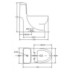 Bồn cầu liền 1 khối Viglacera V38 ảnh 2