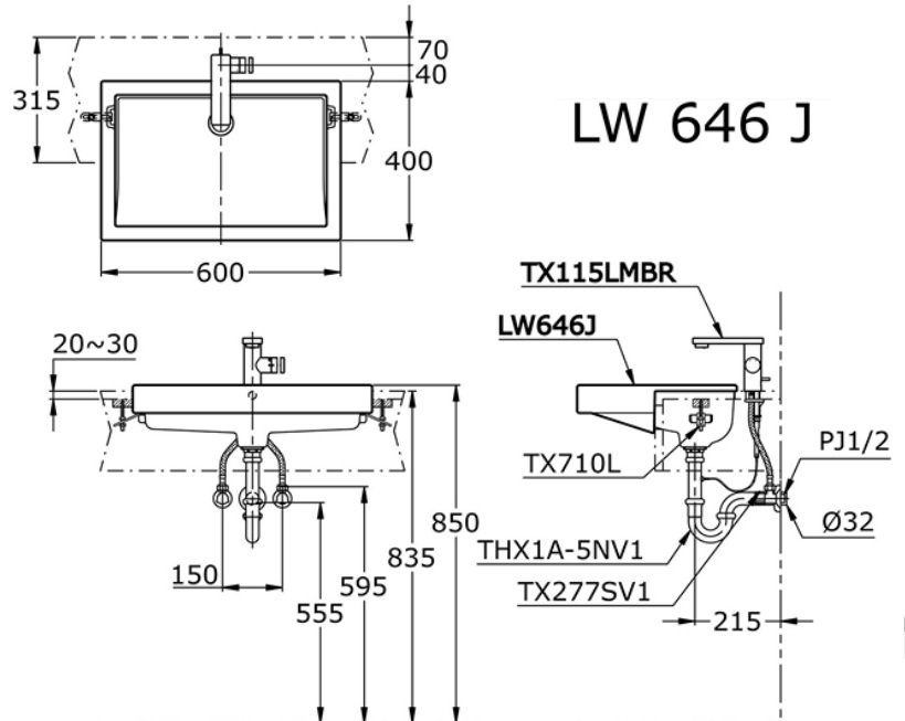Chậu Rửa Bán Âm Bàn ToTo LW646JW/F – ảnh 2