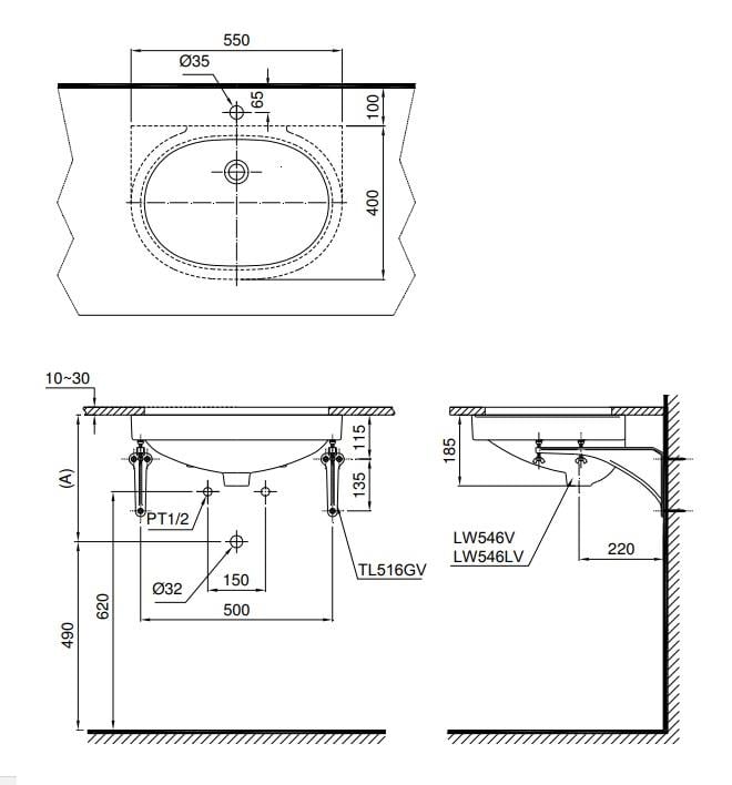 Chậu Rửa Âm Bàn ToTo LT546 – ảnh 2