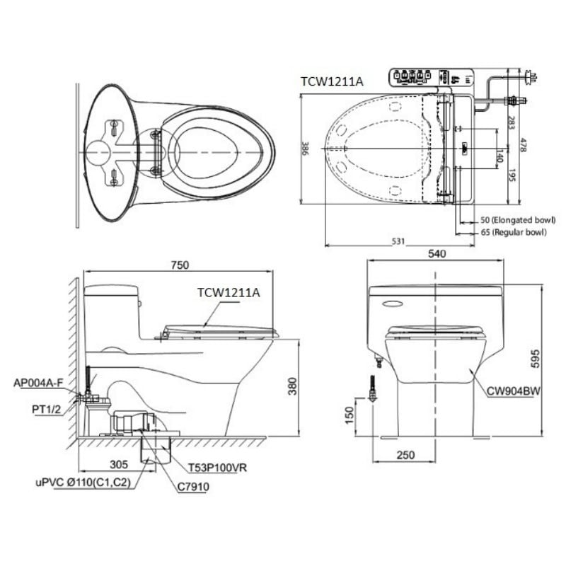 Bàn Cầu Một Khối ToTo MS904E4 – ảnh 2