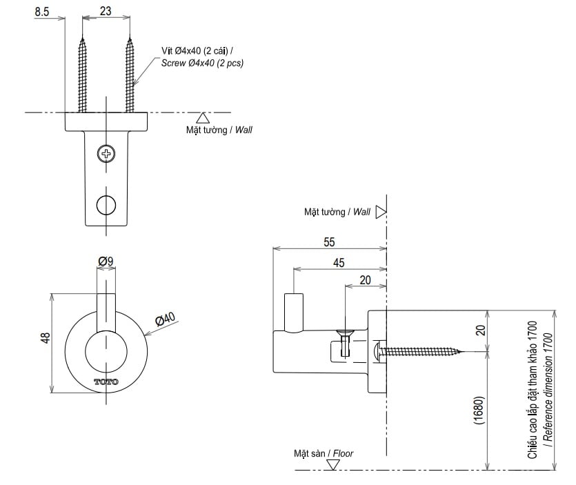 Móc Áo ToTo YRH406V – ảnh 2