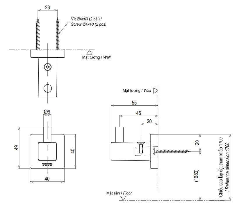 Móc Áo ToTo YRH408V – ảnh 2