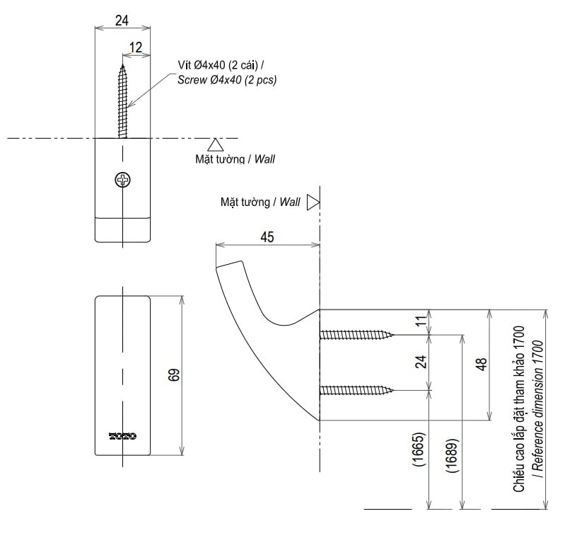 Móc Áo ToTo YRH903V – ảnh 2