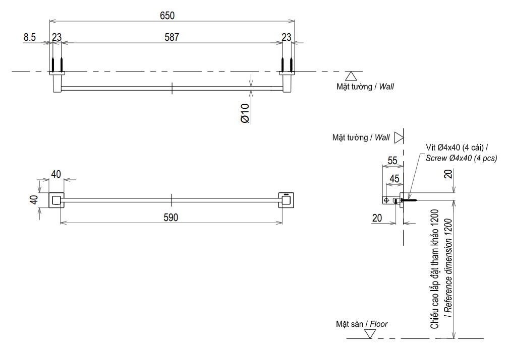 Thanh Vắt Khăn ToTo YT408S6RV – ảnh 2