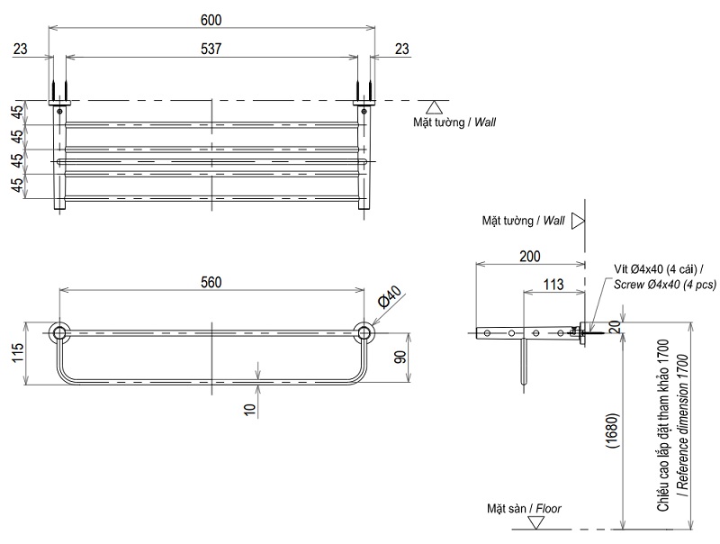 Thanh Vắt Khăn ToTo YTS406BV – ảnh 2