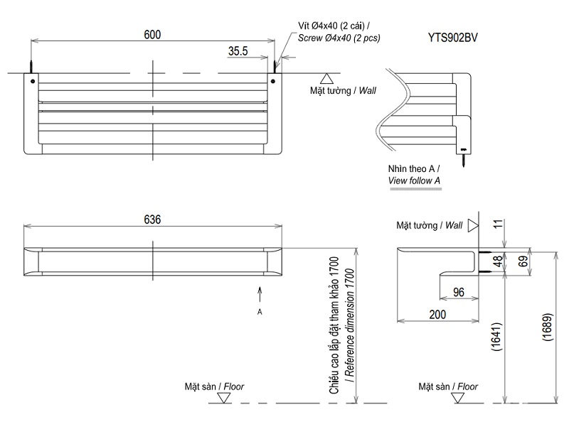 Thanh Vắt Khăn ToTo YTS902BV – ảnh 2