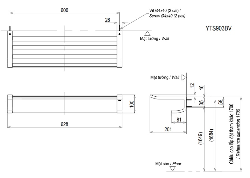 Thanh Vắt Khăn ToTo YTS903BV – ảnh 2