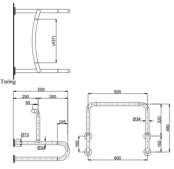 Thanh Tay Vịn ToTo T114CU2R#MLA/T110D3R(X4) – ảnh 2