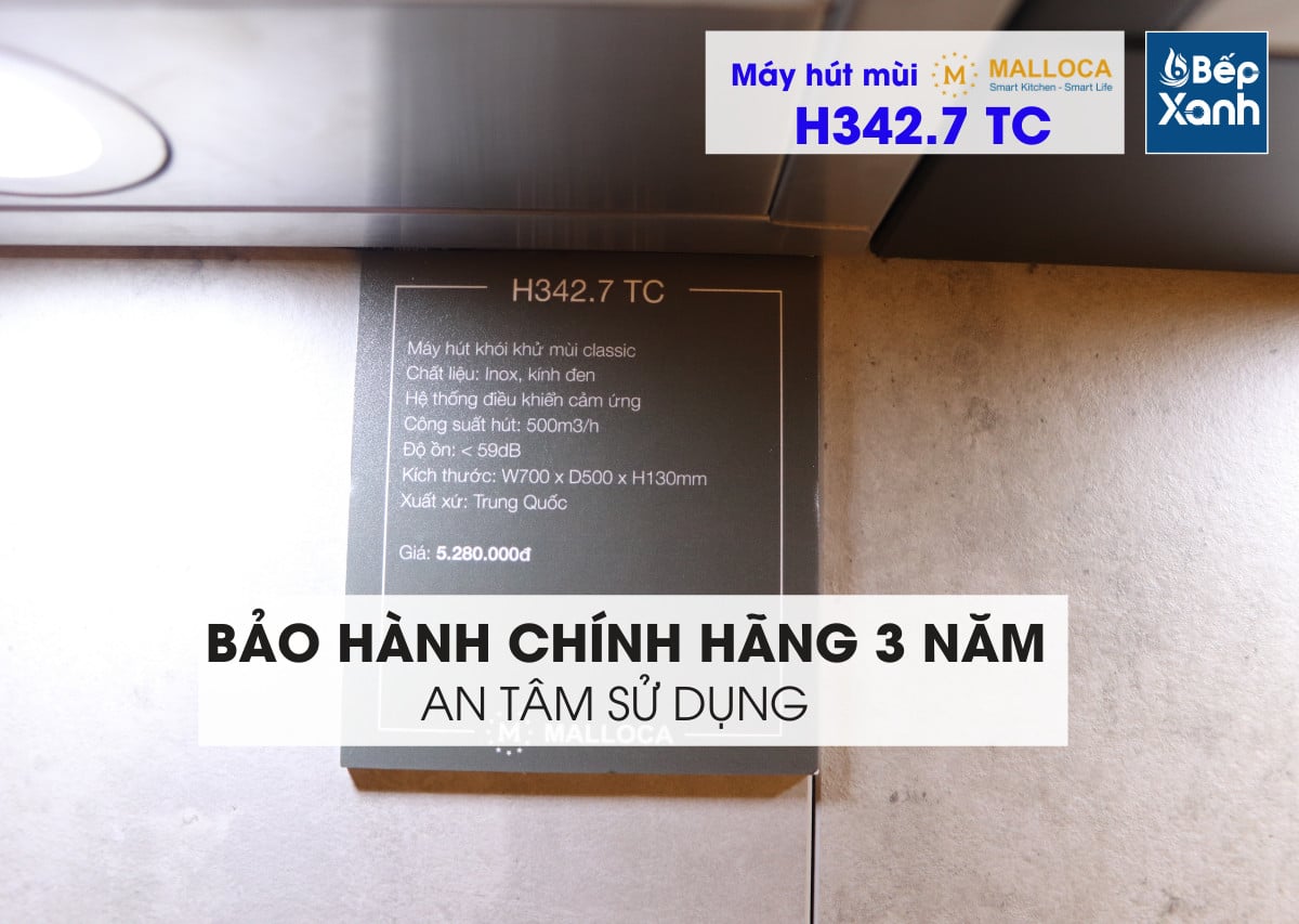 Máy hút mùi Cổ điển 70cm Malloca H342.7 TC (Inox, kính đen) – ảnh 3