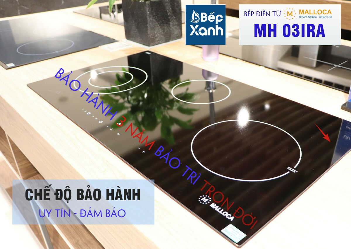 Bếp điện từ 3 vùng nấu Malloca MH 03IRA / Bếp 1 từ 2 điện, kính Eurokera - Thiết kế kính Eurokera đen của bếp điện từ Malloca MH-03IRA Bếp điện từ 3 vùng nấu Malloca MH 03IRA / Bếp 1 từ 2 điện, kính Eurokera - Thiết kế kính Eurokera đen của bếp điện từ Malloca MH-03IRA