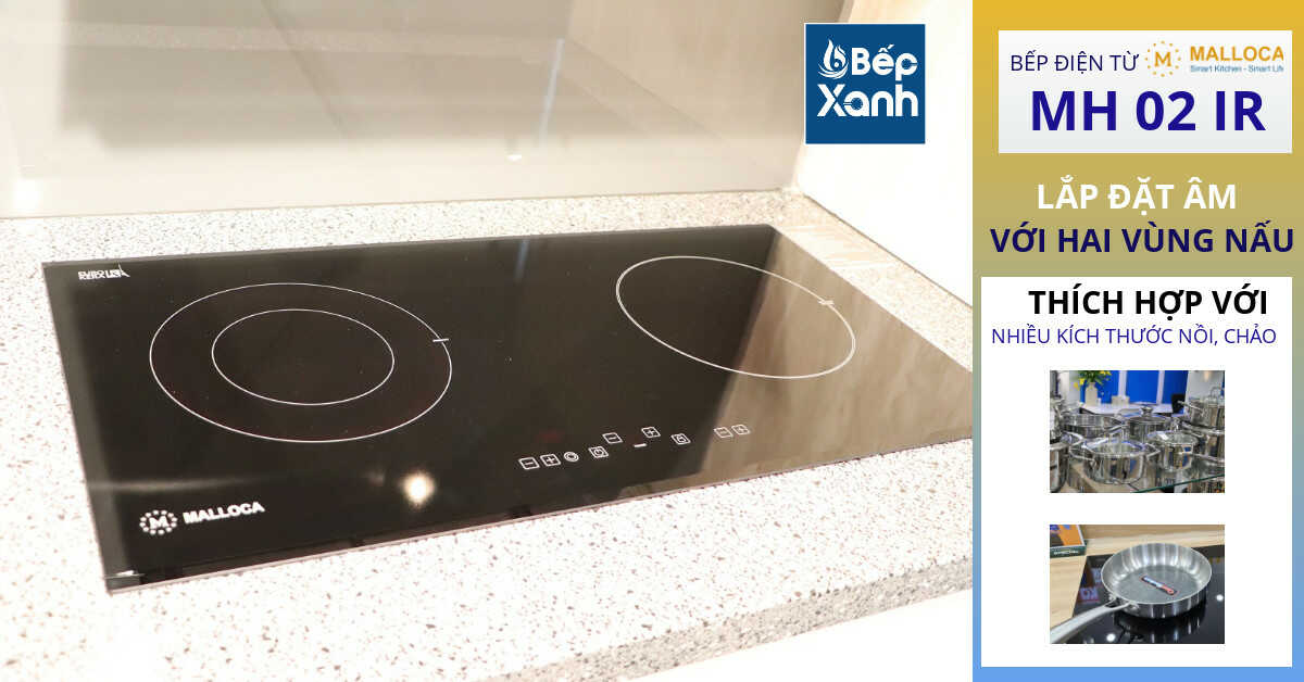 Bếp điện từ 2 vùng nấu Malloca MH 02IR / Bếp 1 điện 1 từ, Kính Eurokera – ảnh 8