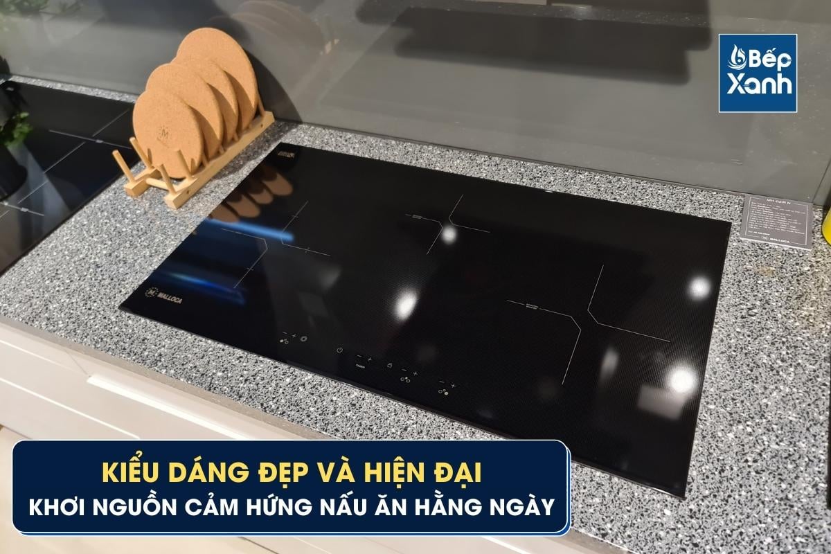 Bếp điện từ 3 vùng nấu Malloca MH 03IR N / Bếp 2 từ 1 điện, kính Eurokera chấm bi - Tiện ích trên bếp điện từ Malloca MH-03IR N