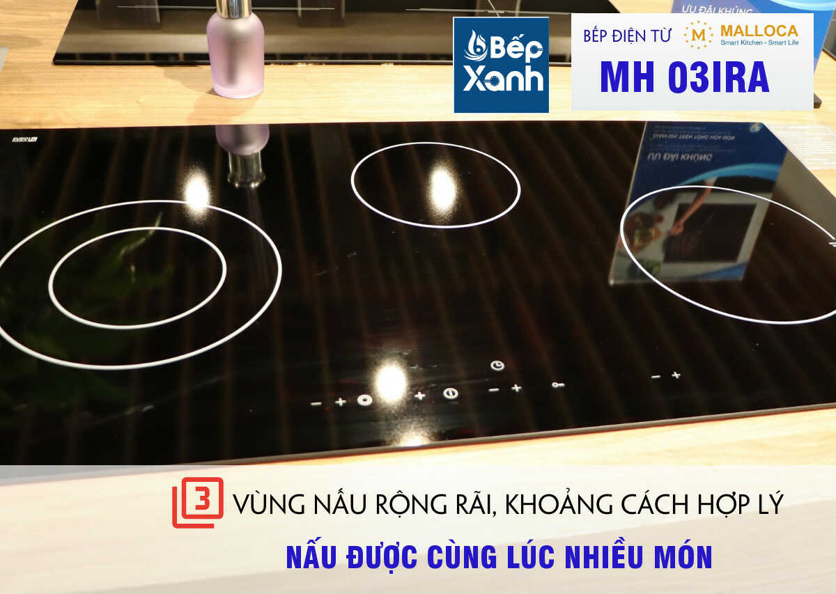 Bếp điện từ 3 vùng nấu Malloca MH 03IRA / Bếp 1 từ 2 điện, kính Eurokera – ảnh 6