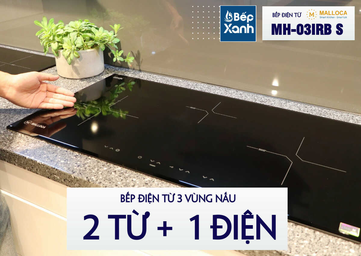 Bếp điện từ 3 vùng nấu Malloca MH-03IRB S / Bếp 2 từ 1 điện, kính Eurokera – ảnh 6