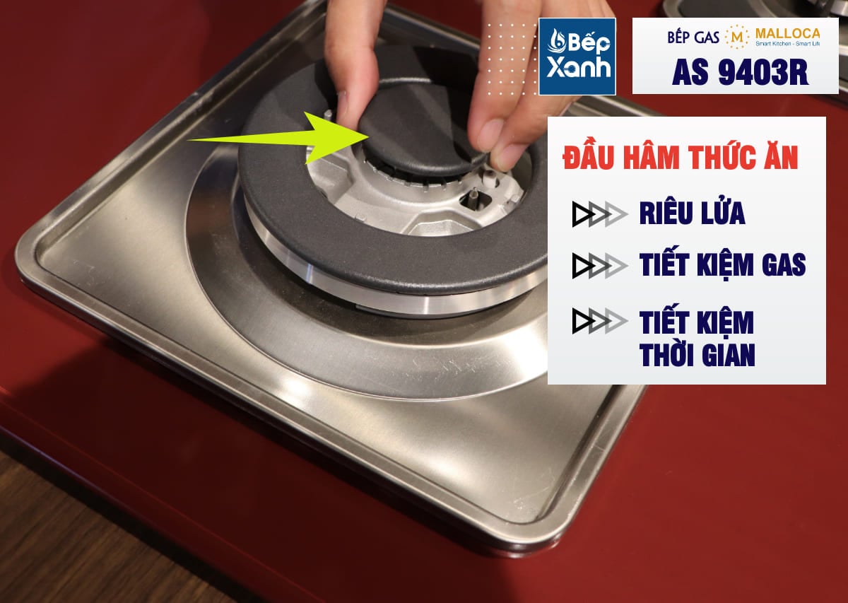 Bếp gas âm 3 vùng nấu MALLOCA AS 9403R/ Màu đỏ – ảnh 6