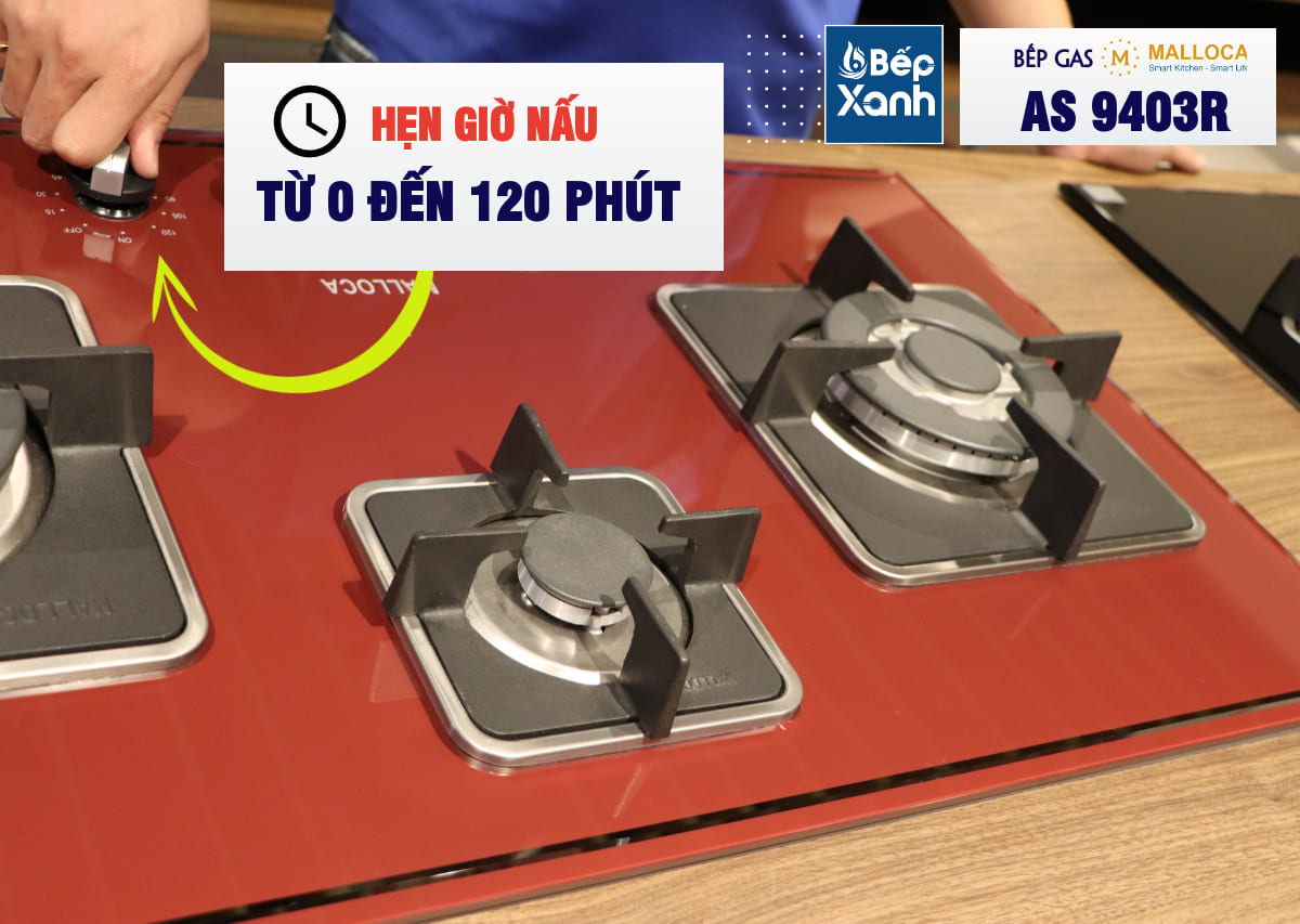 Bếp gas âm 3 vùng nấu MALLOCA AS 9403R/ Màu đỏ – ảnh 8