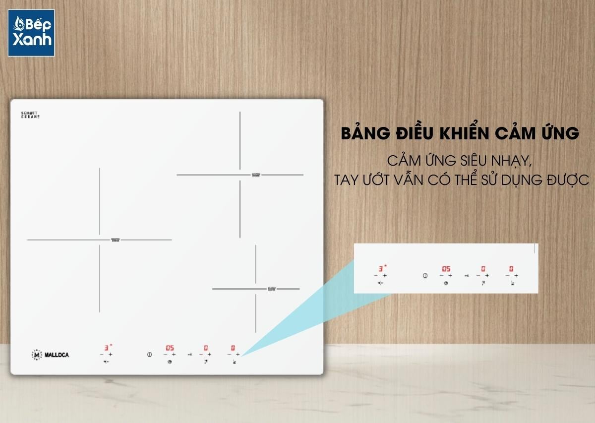 Bếp từ 3 vùng nấu Malloca MI 593W / Nhập khẩu Tây Ban Nha / Kính Schott Ceran trắng sữa – ảnh 6
